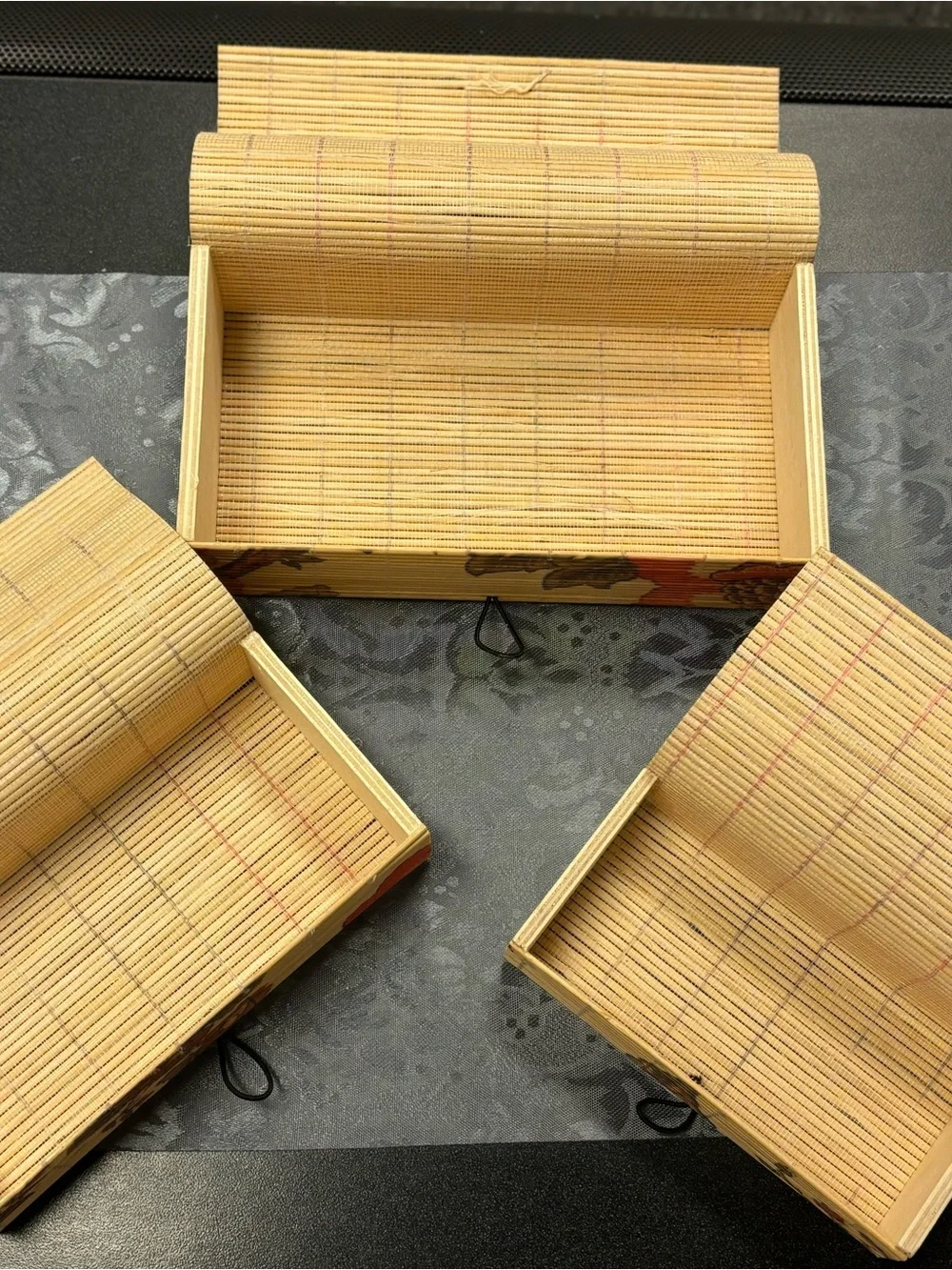 Floral Bamboo Stacked Storage Boxes from India
